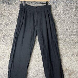 Asceno Pants Womens Medium Black‎ Organic Linen Wide Leg Relaxed Fit Portugal